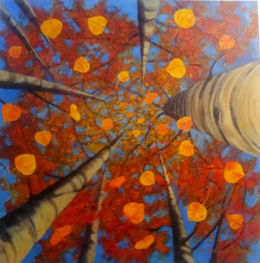 I Visited a Local Art Gallery and Artists Reception - This Painting Is So Relaxing - I Feel Like I Am Laying On The Floor, Watching the Autumn Leaves Gently Descend to the Ground